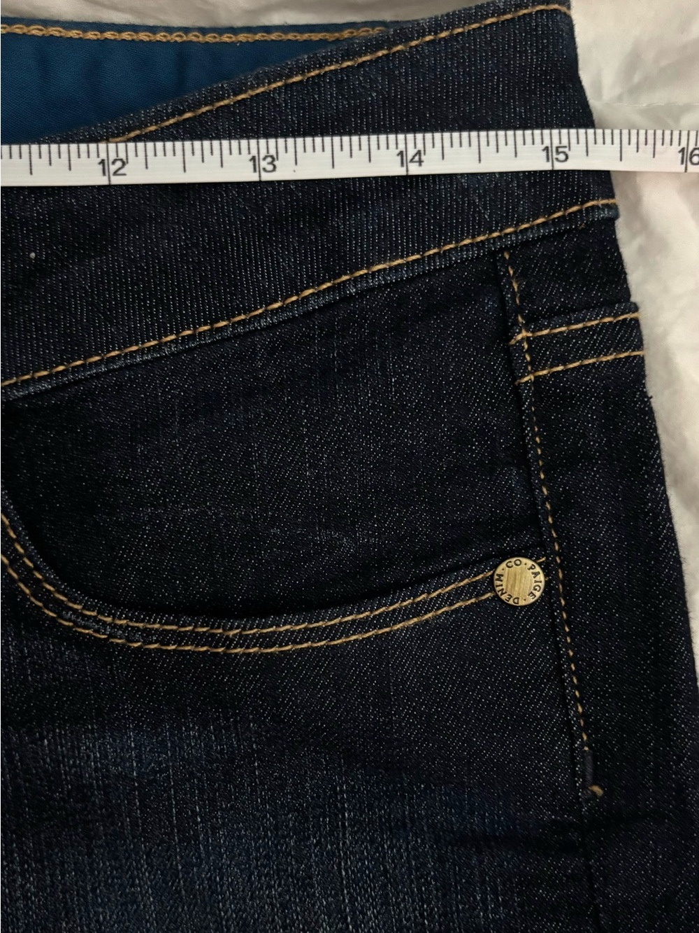 PAIGE Skyline Boot (28x32P) Jeans Carson Dark Wash Mid Rise Slim Flare - Picture 12 of 14
